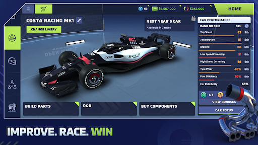 Interfejs gry Motorsport Manager 4